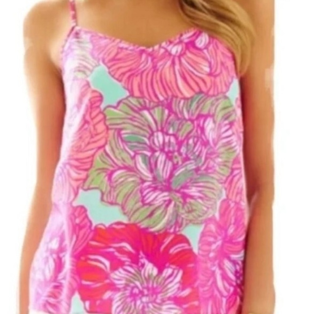 Lilly Pulitzer Dusk Silk Floral Racer Back Top Sz S